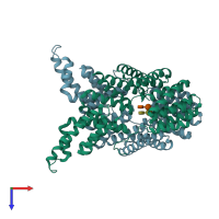 PDB entry 4i9e coloured by chain, top view.
