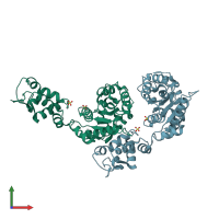 PDB entry 4i9k coloured by chain, front view.