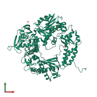 PDB entry 4i9l coloured by chain, front view.
