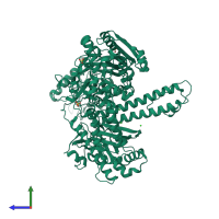 PDB entry 4i9l coloured by chain, side view.