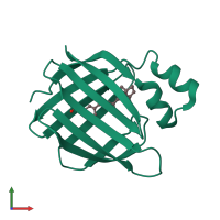 PDB entry 4i9r coloured by chain, front view.