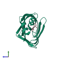 PDB entry 4i9r coloured by chain, side view.