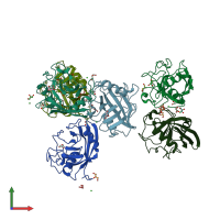 PDB entry 4i9y coloured by chain, front view.