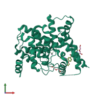 PDB entry 4i9z coloured by chain, front view.