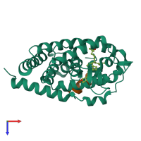 PDB entry 4ia1 coloured by chain, top view.