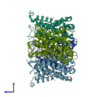 PDB entry 4ia4 coloured by chain, side view.