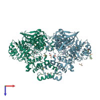 PDB entry 4ia5 coloured by chain, top view.