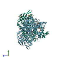 PDB entry 4ia6 coloured by chain, side view.
