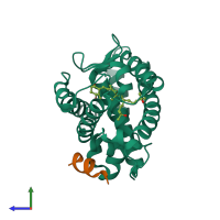 PDB entry 4ia7 coloured by chain, side view.