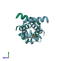 PDB entry 4ia8 coloured by chain, side view.