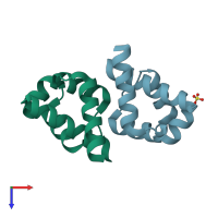 PDB entry 4ia8 coloured by chain, top view.