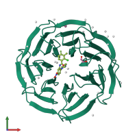 Monomeric assembly 1 of PDB entry 4ia9 coloured by chemically distinct molecules, front view.