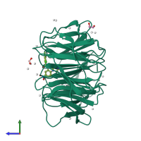 PDB entry 4ia9 coloured by chain, side view.