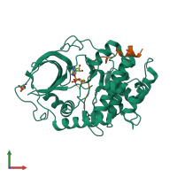 PDB entry 4iac coloured by chain, front view.