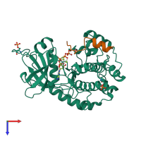 PDB entry 4iac coloured by chain, top view.