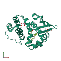 Monomeric assembly 1 of PDB entry 4iah coloured by chemically distinct molecules, front view.