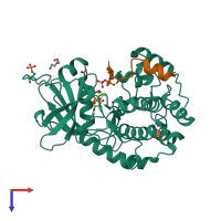 PDB entry 4iai coloured by chain, top view.