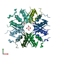 PDB entry 4iaj coloured by chain, front view.
