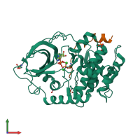 PDB entry 4iak coloured by chain, front view.