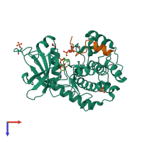PDB entry 4iak coloured by chain, top view.