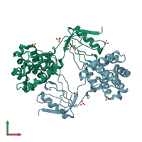 PDB entry 4iap coloured by chain, front view.