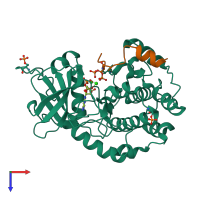 PDB entry 4iay coloured by chain, top view.