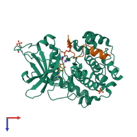 PDB entry 4ib1 coloured by chain, top view.