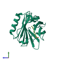 PDB entry 4ib6 coloured by chain, side view.