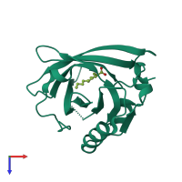 PDB entry 4ib6 coloured by chain, top view.