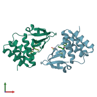 PDB entry 4ibc coloured by chain, front view.