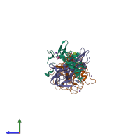 PDB entry 4ibl coloured by chain, side view.
