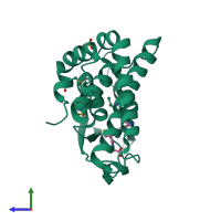 PDB entry 4ibp coloured by chain, side view.