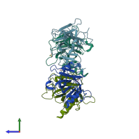 PDB entry 4ibq coloured by chain, side view.