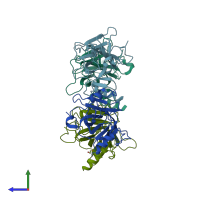 PDB entry 4ibs coloured by chain, side view.