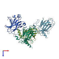 PDB entry 4ibt coloured by chain, top view.