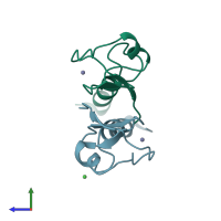 PDB entry 4ic2 coloured by chain, side view.