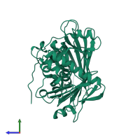 PDB entry 4ic4 coloured by chain, side view.