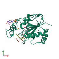 PDB entry 4ici coloured by chain, front view.