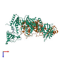 PDB entry 4icl coloured by chain, top view.