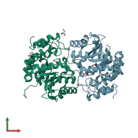 PDB entry 4icn coloured by chain, front view.