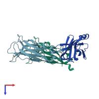 PDB entry 4icx coloured by chain, top view.