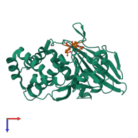 PDB entry 4icz coloured by chain, top view.