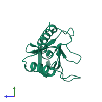PDB entry 4id6 coloured by chain, side view.