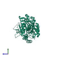 PDB entry 4idh coloured by chain, side view.