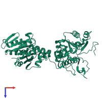 PDB entry 4idh coloured by chain, top view.