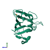 Monomeric assembly 1 of PDB entry 4idi coloured by chemically distinct molecules, side view.
