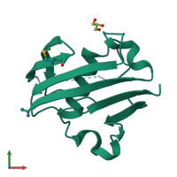 Monomeric assembly 2 of PDB entry 4idi coloured by chemically distinct molecules, front view.