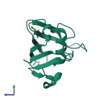 Monomeric assembly 3 of PDB entry 4idi coloured by chemically distinct molecules, side view.