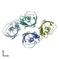 PDB entry 4idi coloured by chain, front view.
