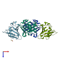 PDB entry 4idi coloured by chain, top view.